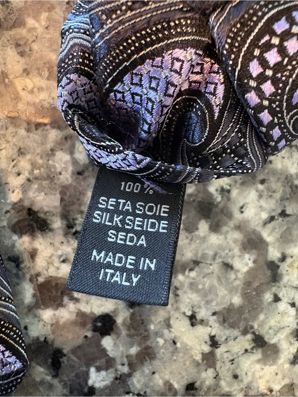 Ermenegildo Zegna Purple And Gray Paisley Silk Tie Made In Italy View 4